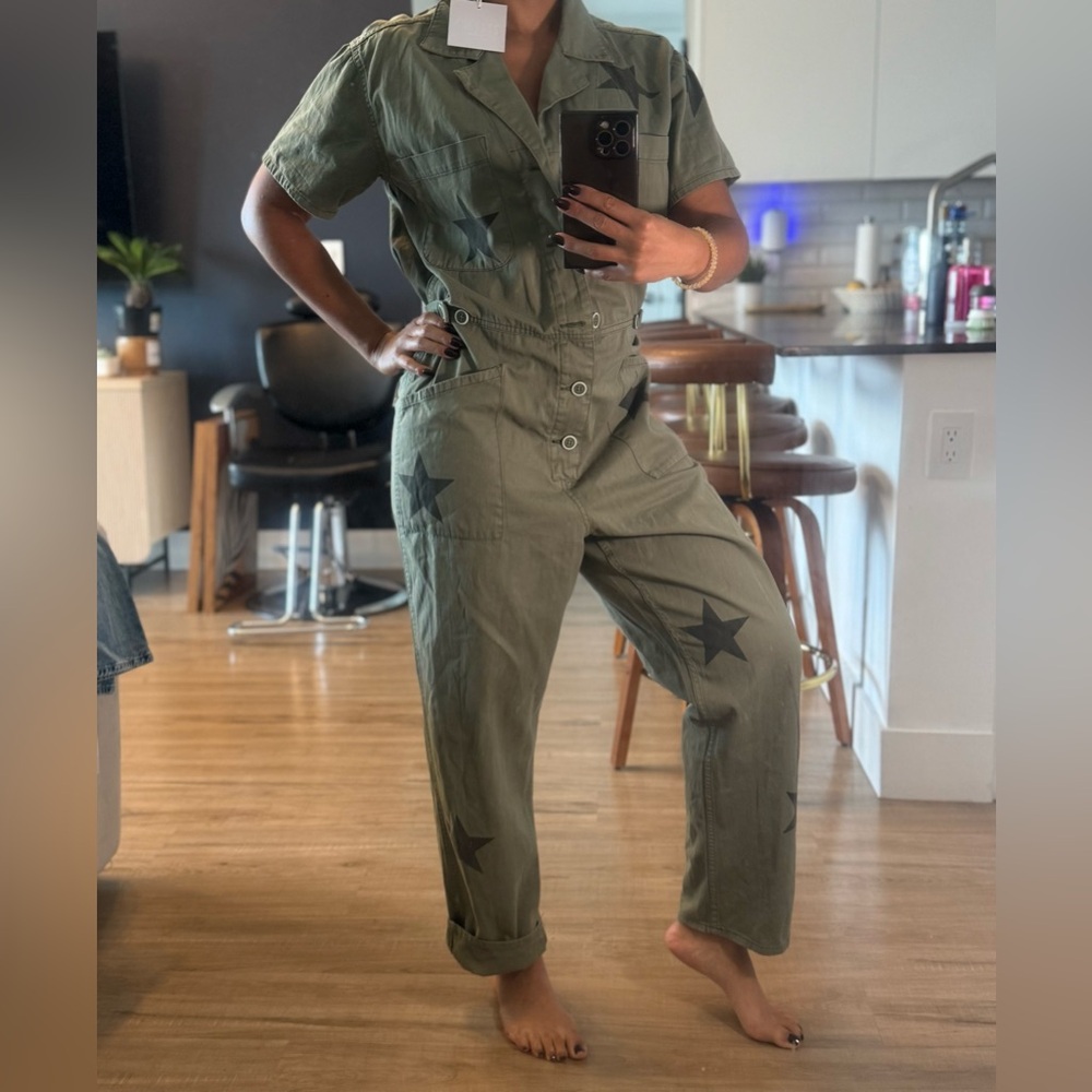 Pistola Grover Jumpsuit Los Angeles Olive Green Star pattern never worn/tags on